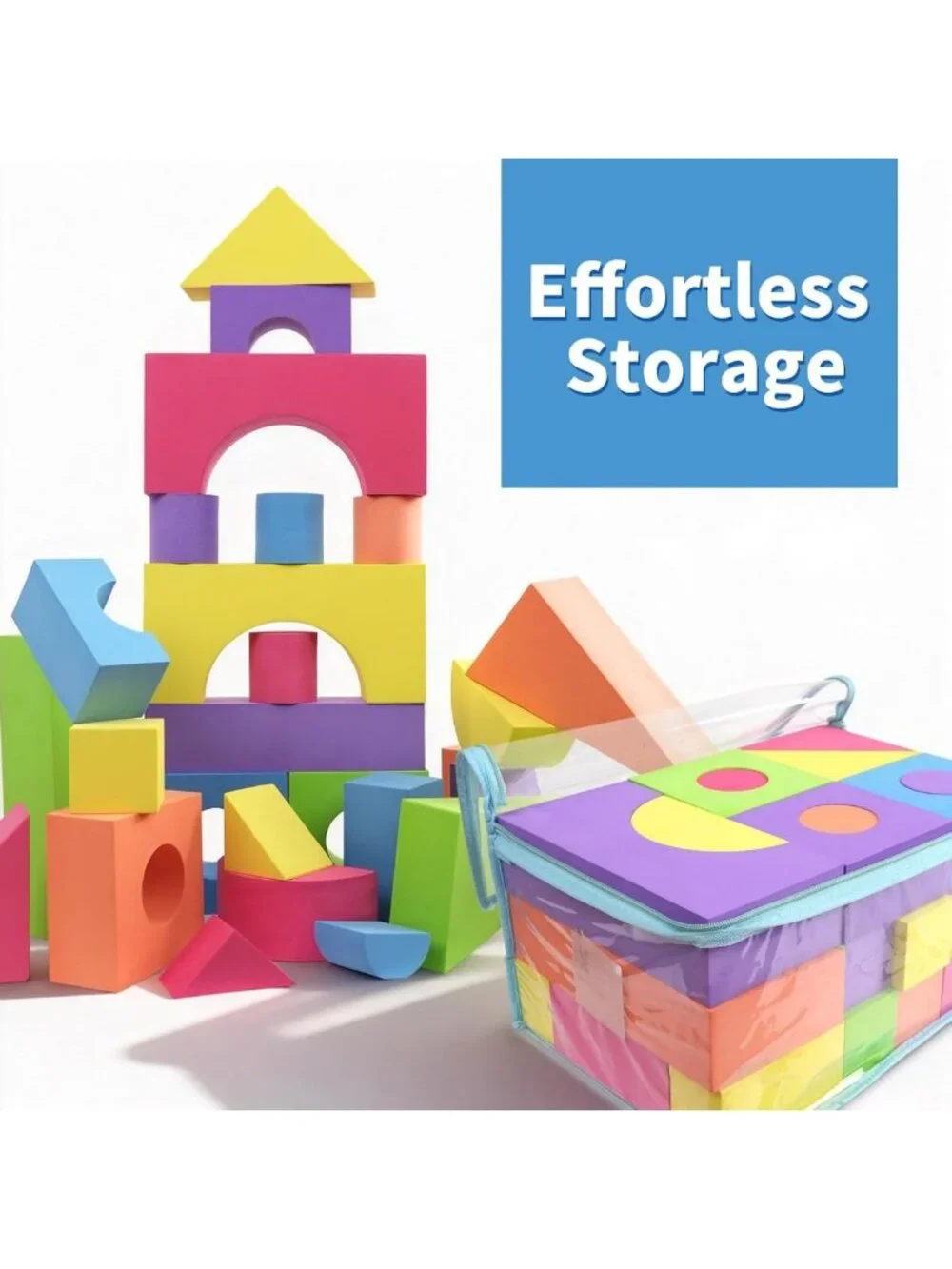 Large Foam Building Blocks Set for Toddlers, Non-Toxic Stacking Toy, 30 Pieces